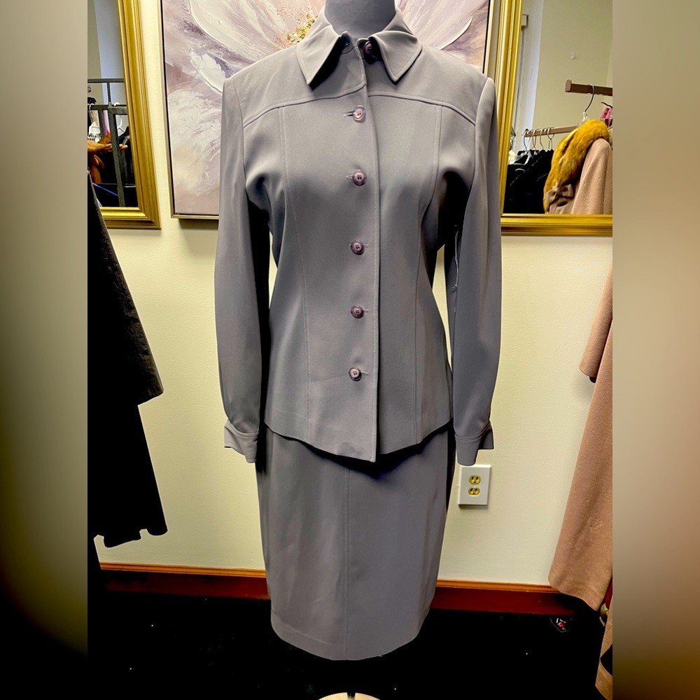 New Vintage Focus>2000 Grey Skirt Suit By Charles Glueck NWT SZ-12